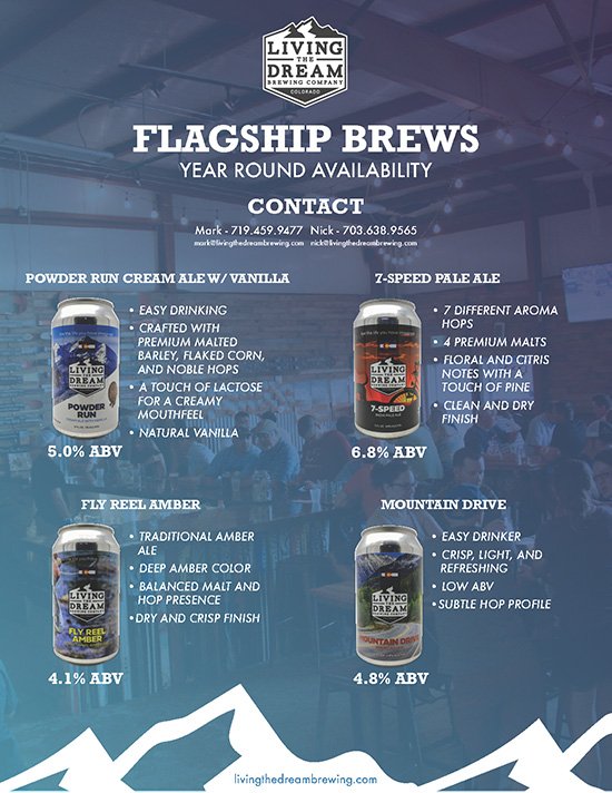 sheet explaining the 4 main flagship beers; contact brewery for full details